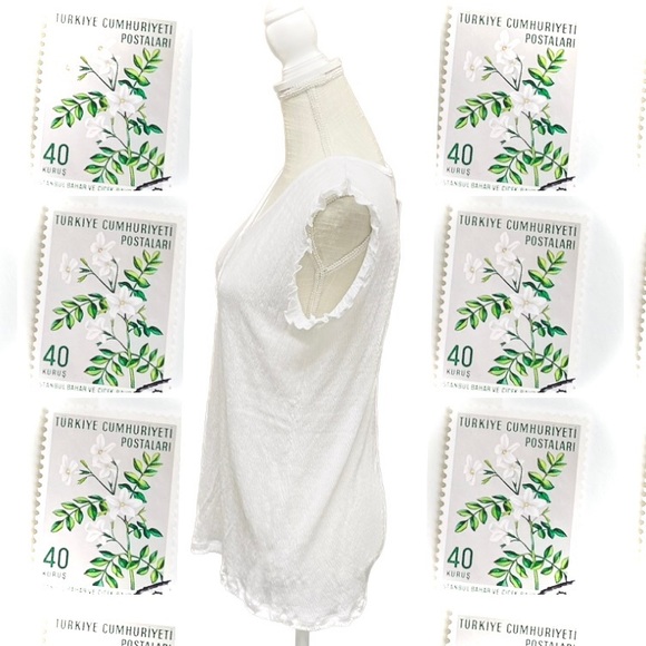 YOU SAY | M | Henley Ruffle Tank Gauze Top Bottom Button Stretch Pajama Set NWT - Picture 4 of 16